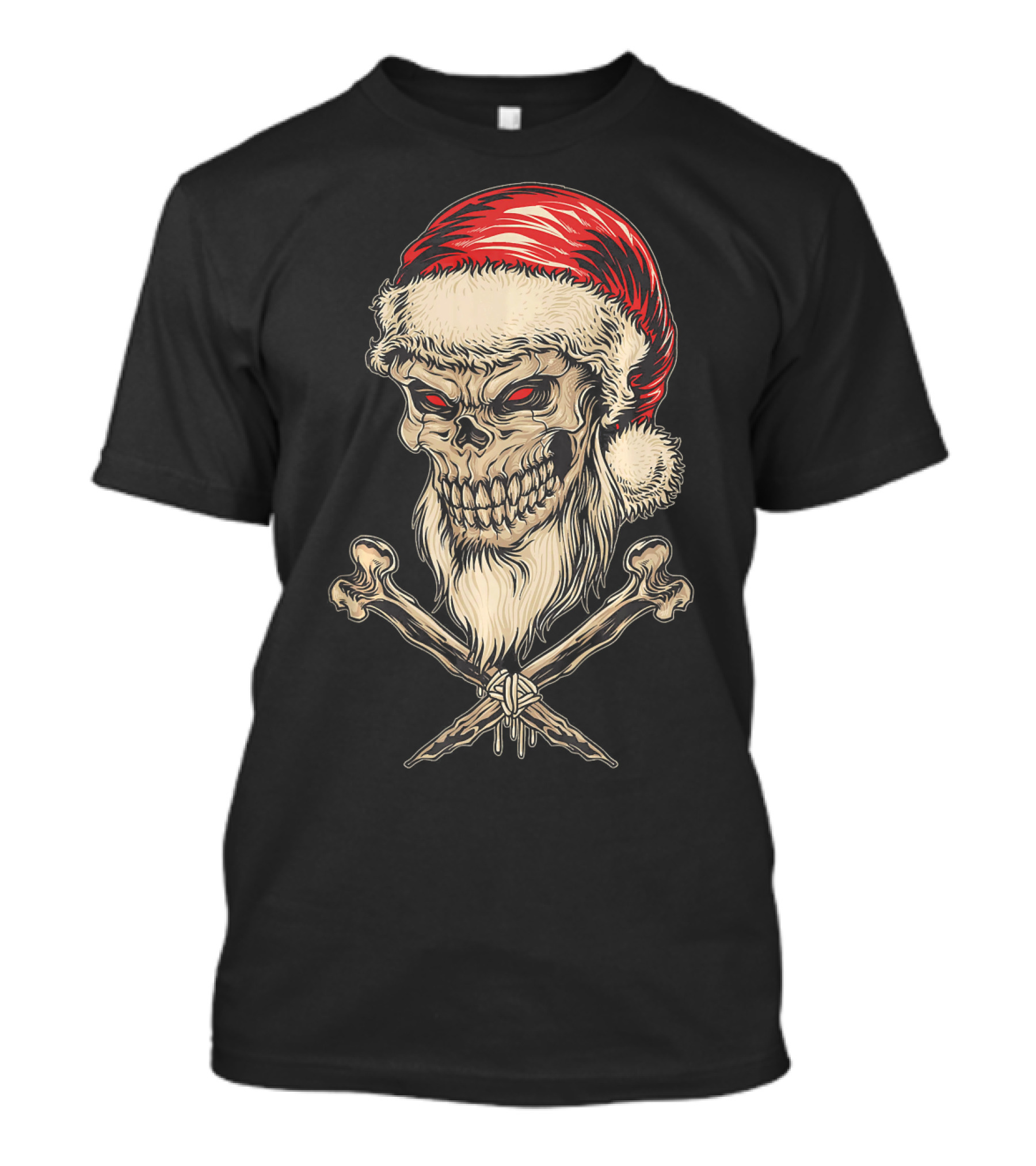Vintage Santa Skull With Crossbones Christmas T-Shirt
