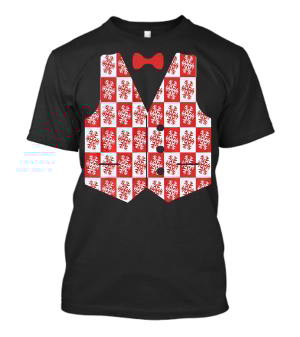 Red And White Snowflake Vest With Bow Tie T-Shirt
