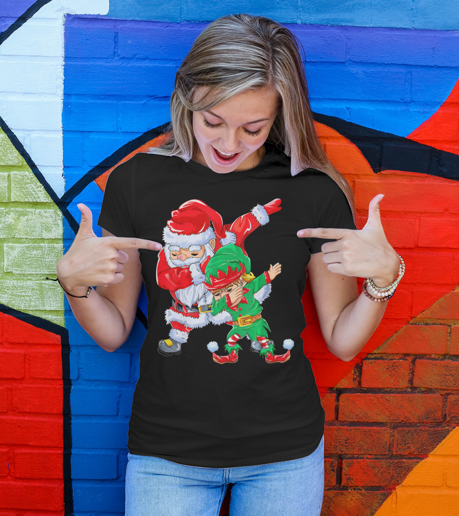 Santa And Elf Performing Dab Dance Moves T-Shirt