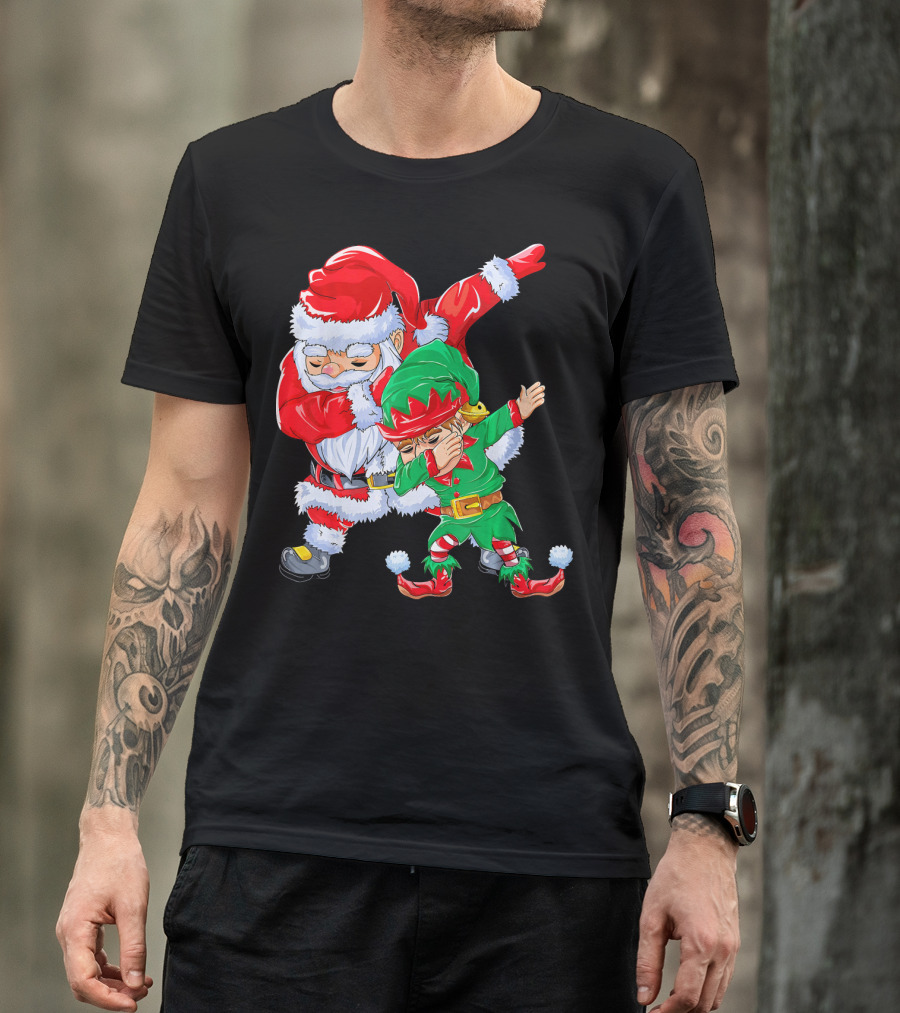 Santa And Elf Performing Dab Dance Moves T-Shirt