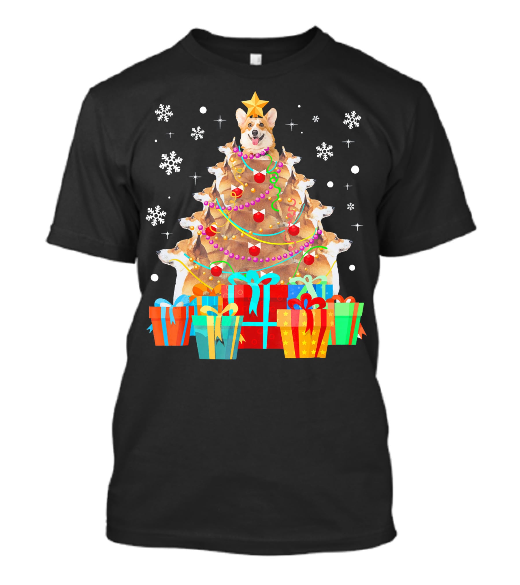 Corgi Christmas Tree With Decorations And Presents T-Shirt