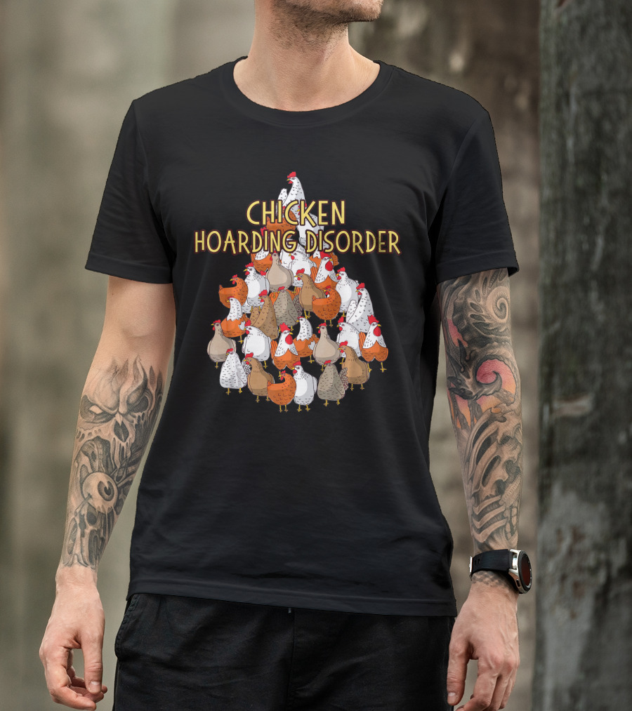 Chicken Hoarding Disorder Multicolor Chicken Pyramid T-Shirt