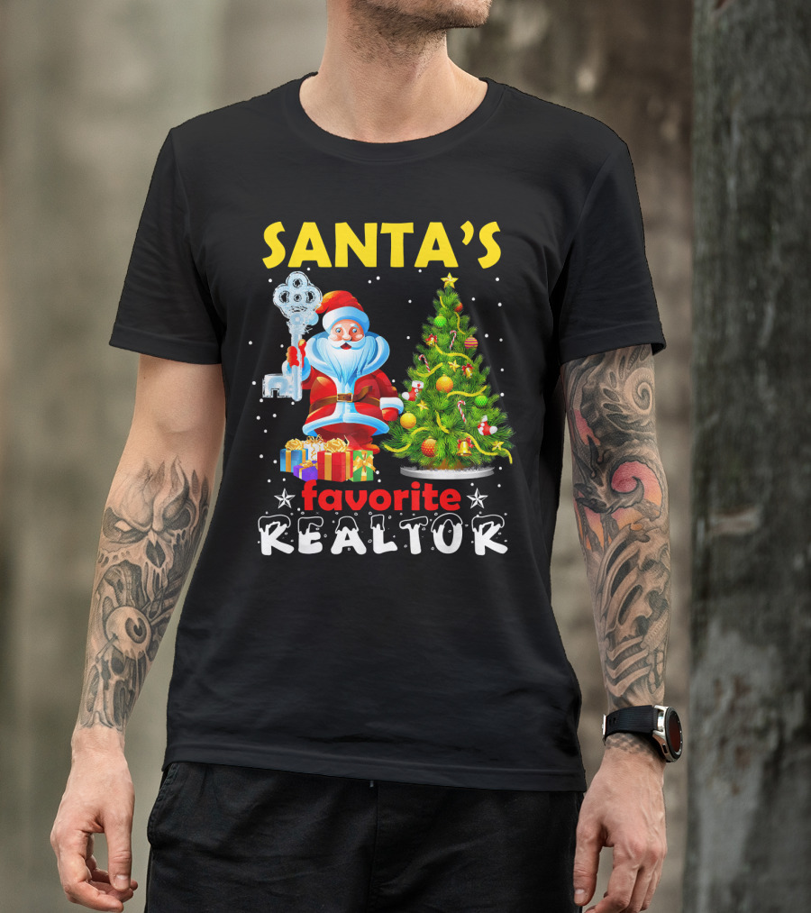 Santa's Favorite Realtor Christmas Tree Presents Key T-Shirt