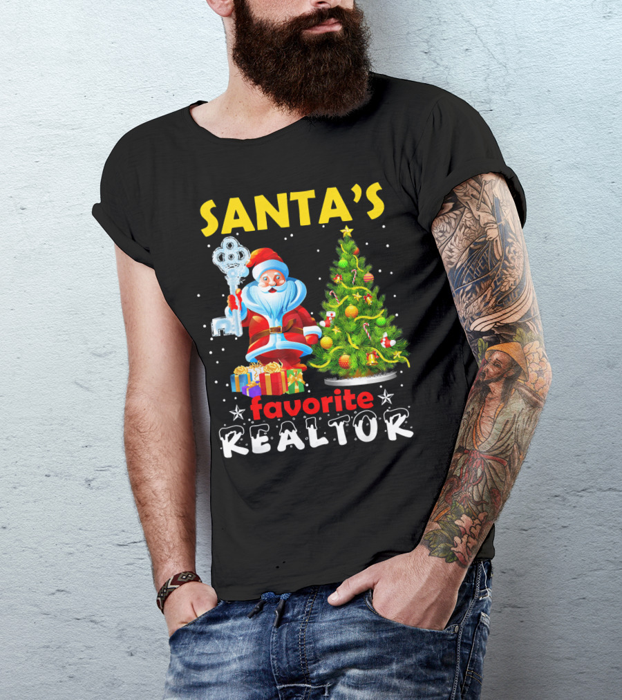 Santa's Favorite Realtor Christmas Tree Presents Key T-Shirt