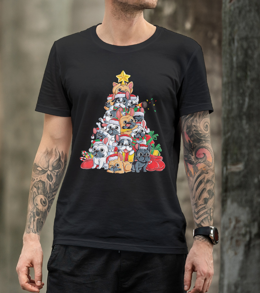French Bulldog Xmas Tree Holiday T-Shirt