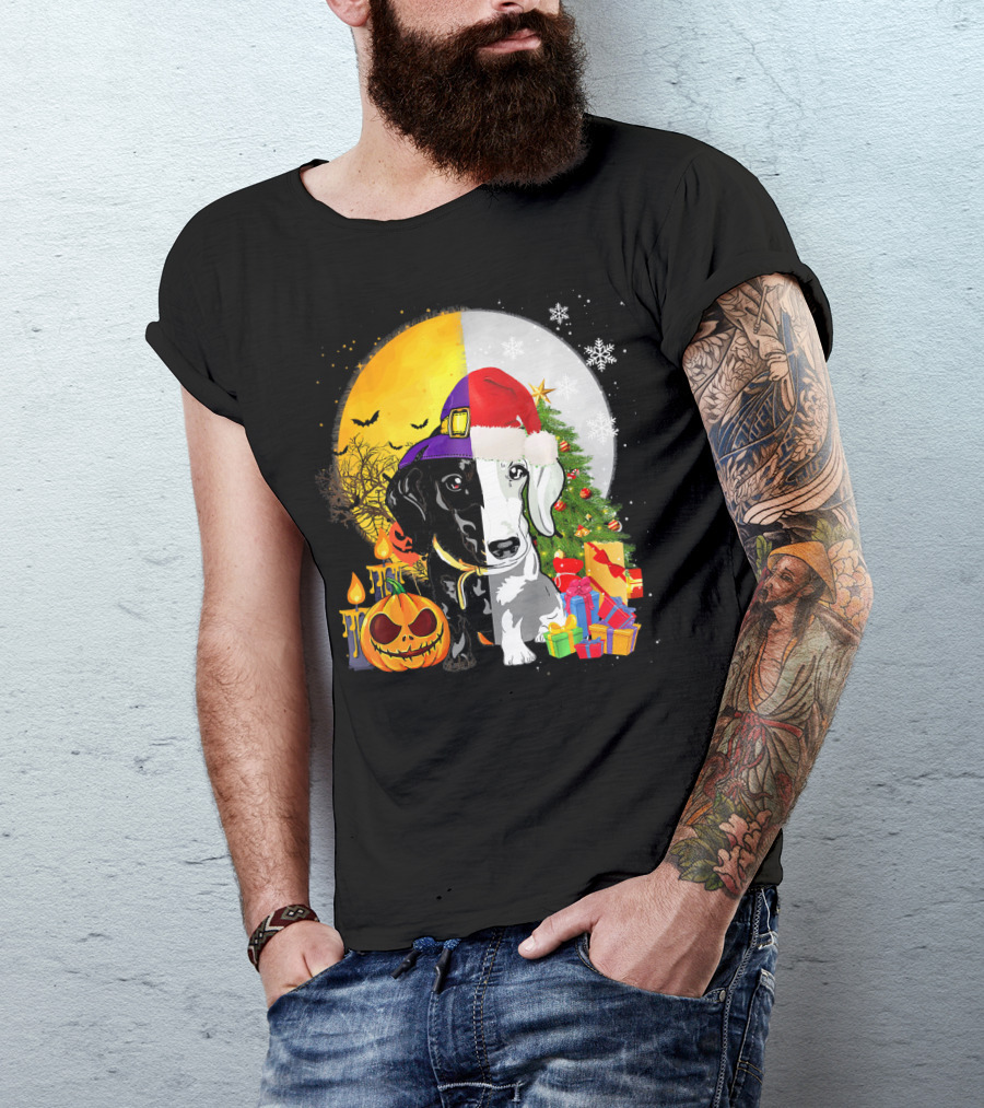 Dachshund Happy Halloween Merry Christmas Dual Holiday T-Shirt