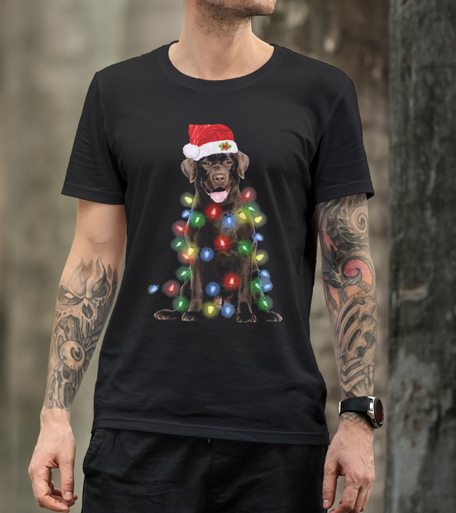 Christmas Lights Labrador Retriever With Santa Hat T-Shirt