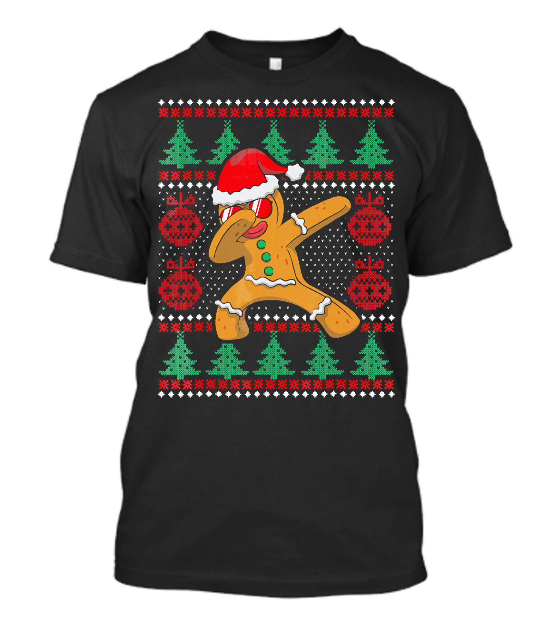 Ugly Christmas Gingerbread Dabbing Santa Hat Festive T-Shirt
