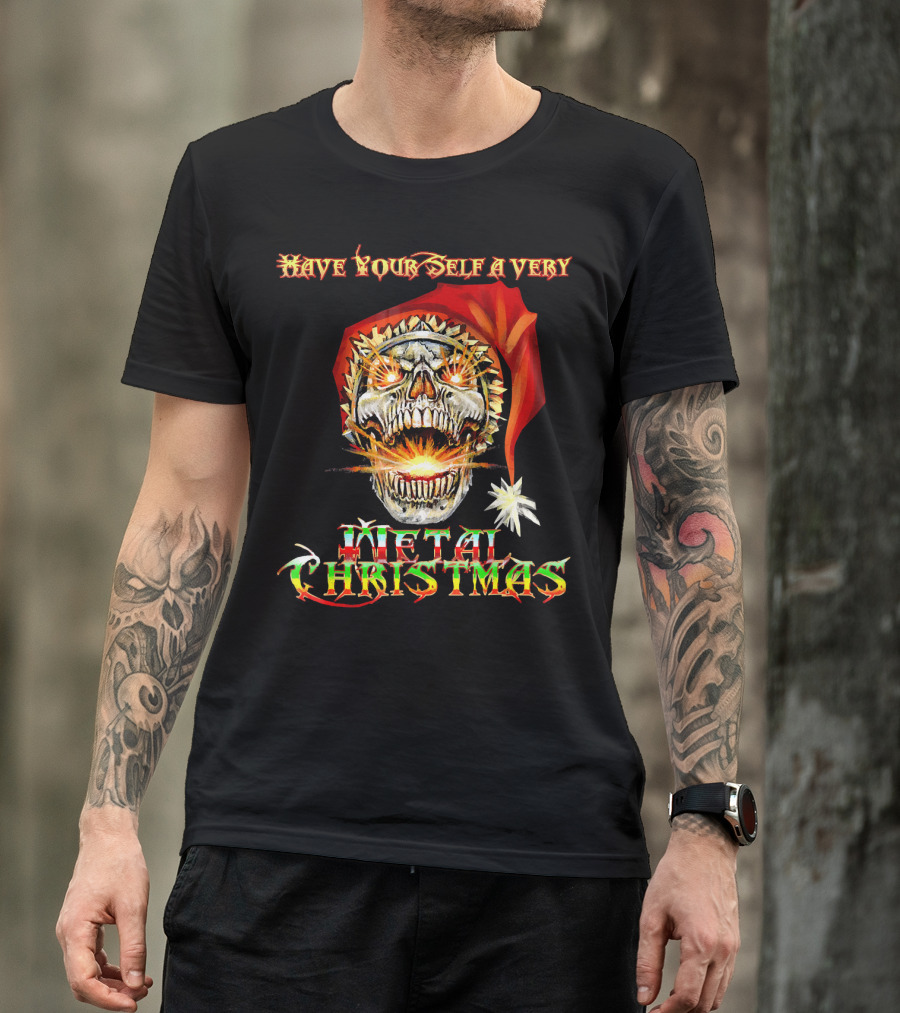 Have Yourself A Very Metal Christmas Skull Santa T-Shirt