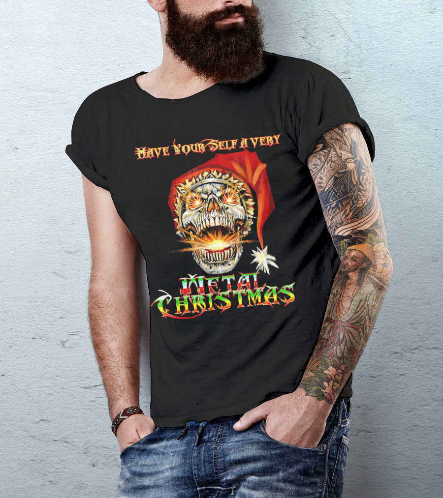 Have Yourself A Very Metal Christmas Skull Santa T-Shirt