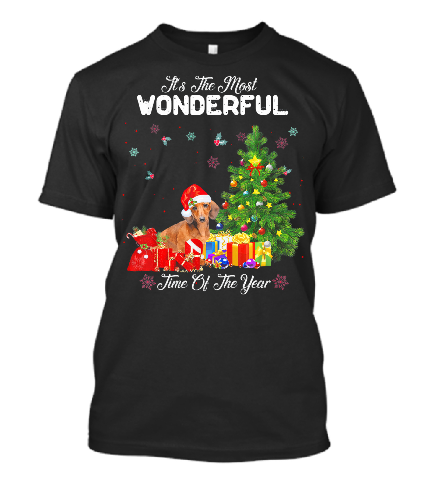 It's The Most Wonderful Time Of Year Dachshund Christmas Tree Presents T-Shirt