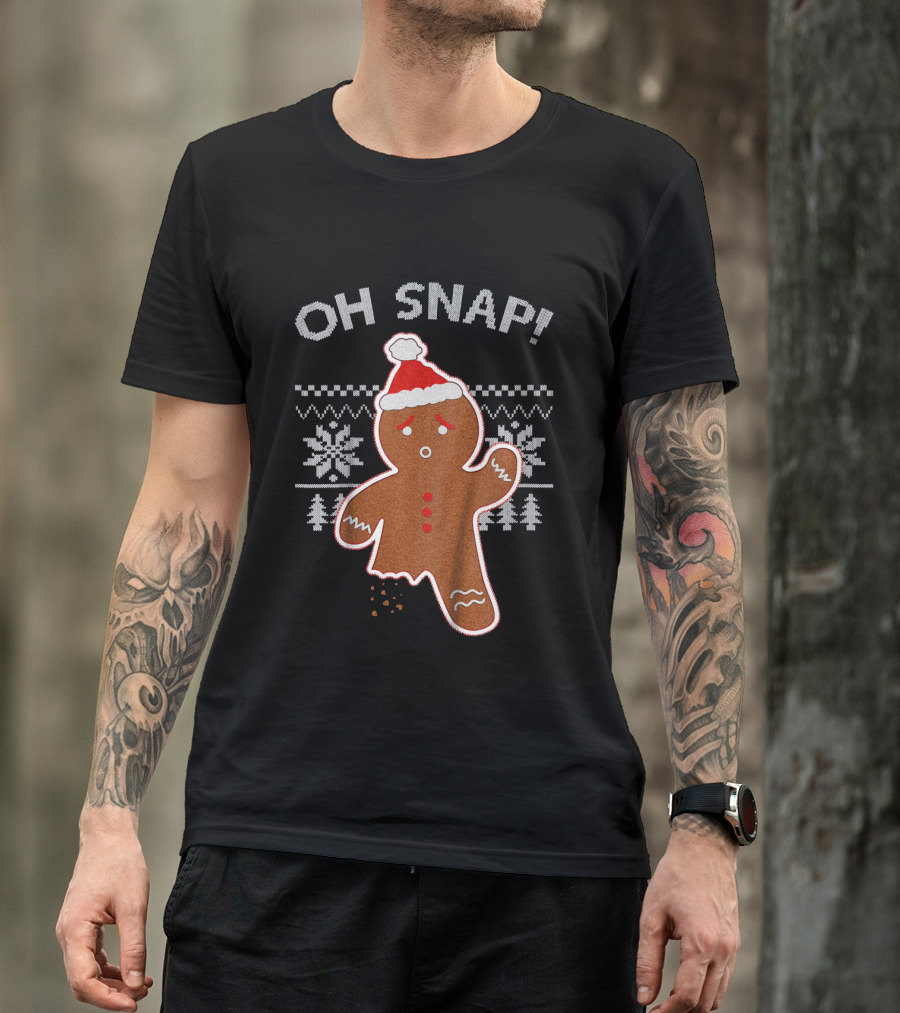 OH SNAP Gingerbread Christmas Sweater Santa Hat T-Shirt