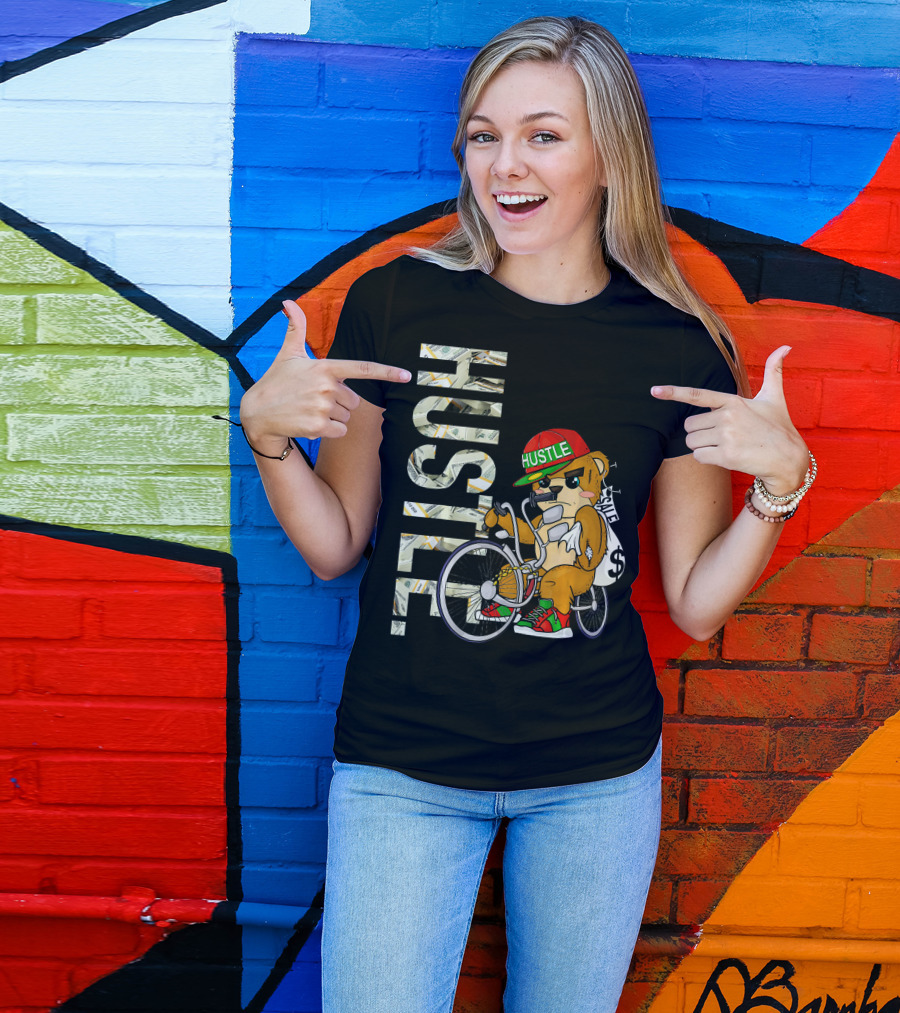 Hustle Teddy Dollar Shades Cap Low Rider Bike T-Shirt