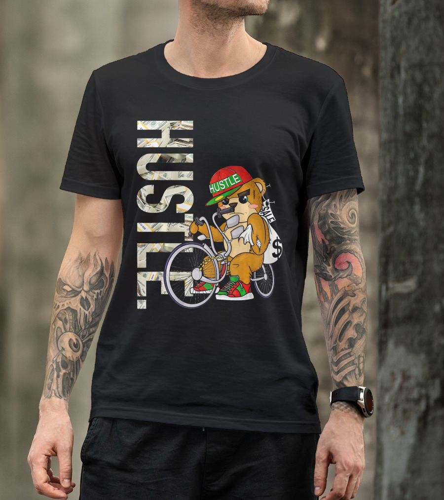 Hustle Teddy Dollar Shades Cap Low Rider Bike T-Shirt