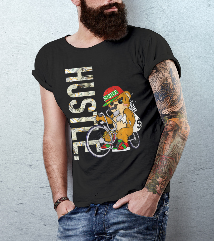 Hustle Teddy Dollar Shades Cap Low Rider Bike T-Shirt