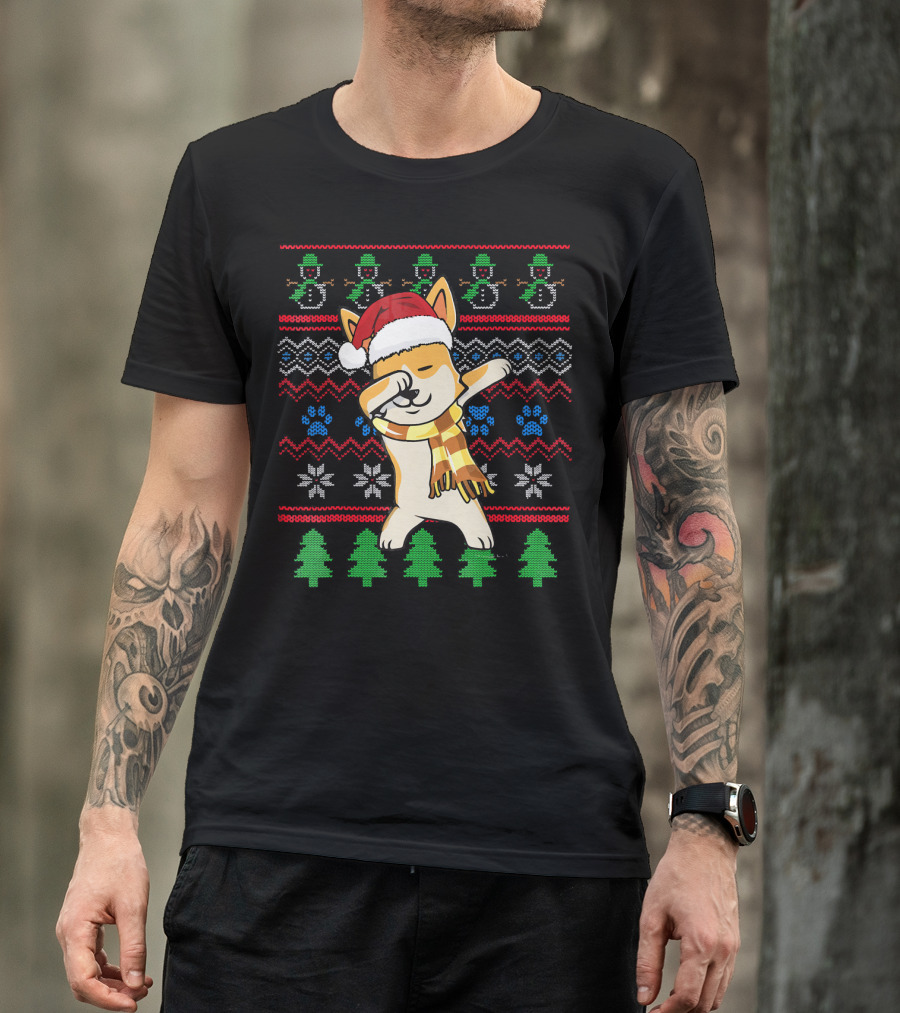 Corgi Dabbing Santa Hat Ugly Christmas T-Shirt