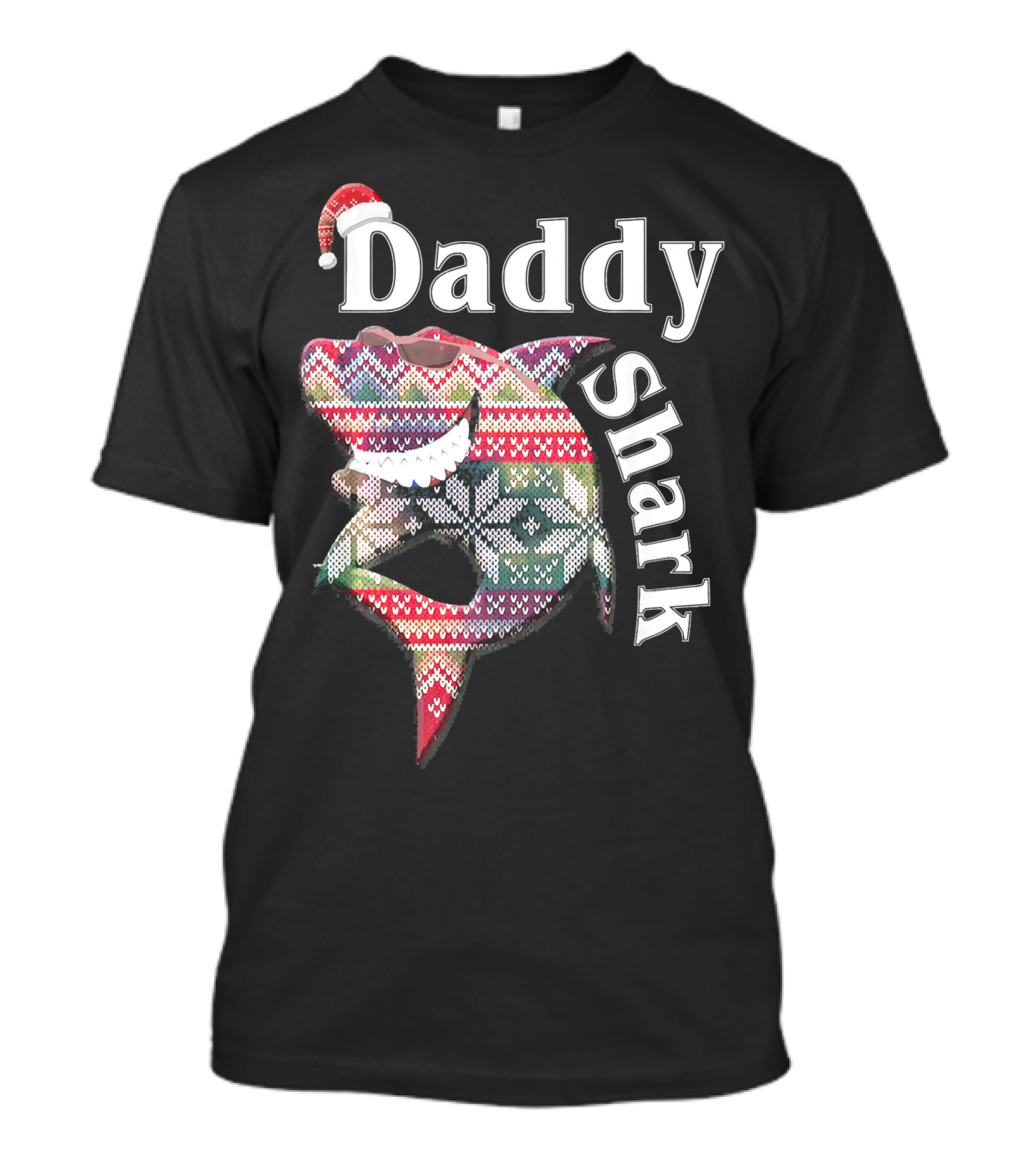 Daddy Shark Christmas Santa Hat T-Shirt