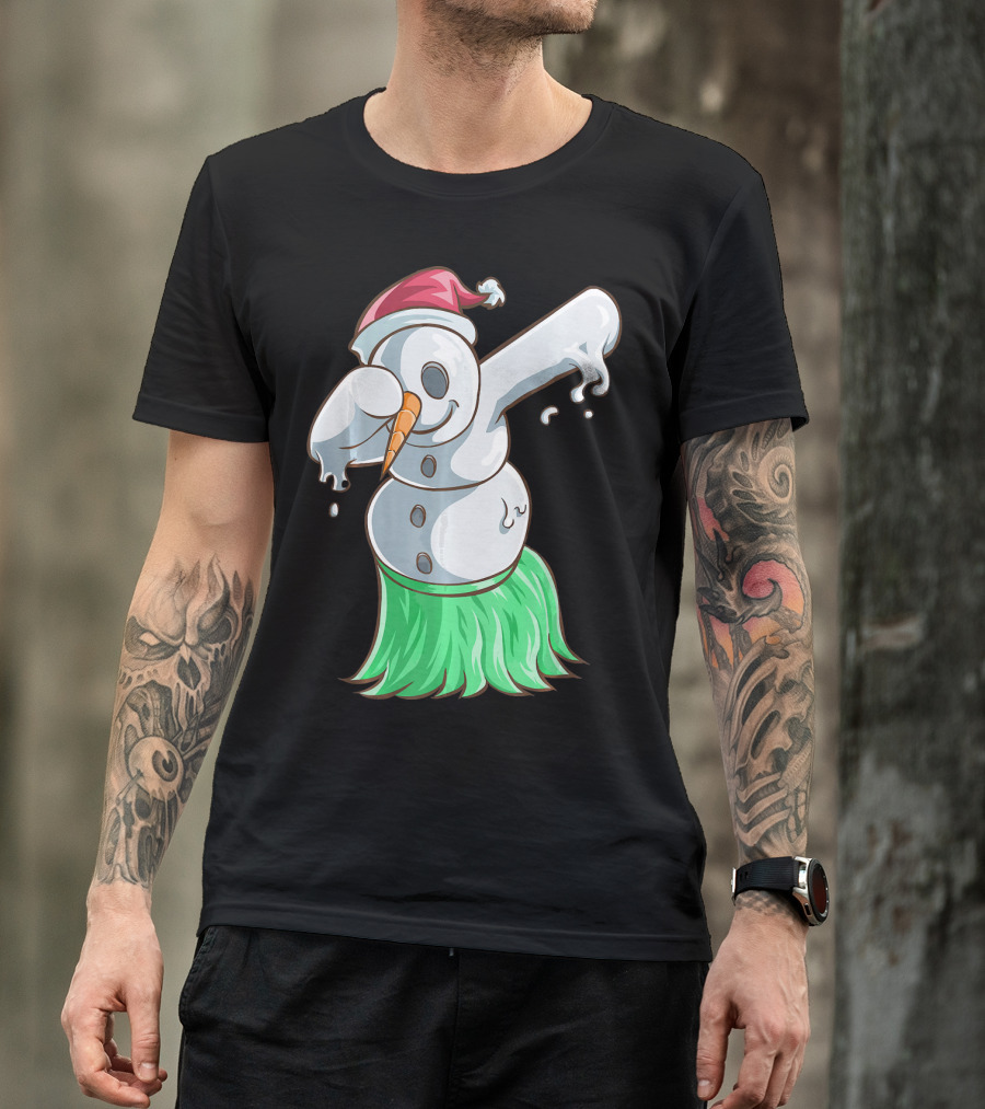 Christmas In July Dabbing Snowman Tropical Hula Dance T-Shirt