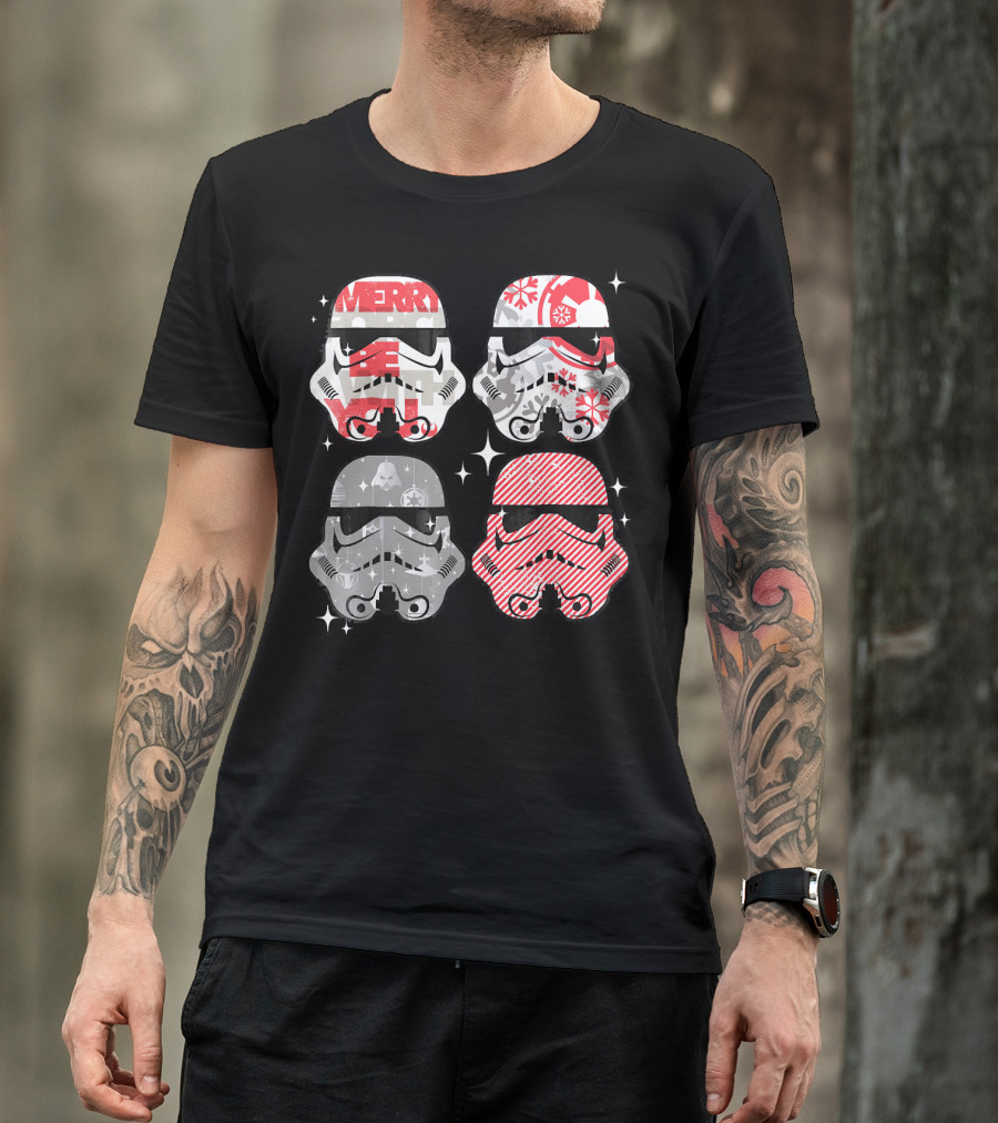Star Wars Merry Troopers Christmas Snowflakes And Stripes T-Shirt