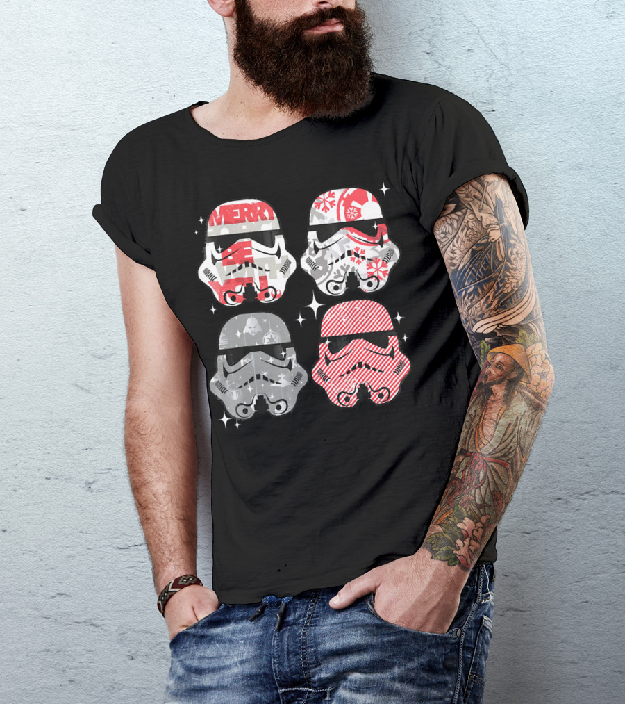 Star Wars Merry Troopers Christmas Snowflakes And Stripes T-Shirt
