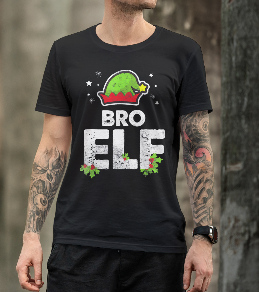 Bro Elf Christmas Family Brother Matching Holiday T-Shirt