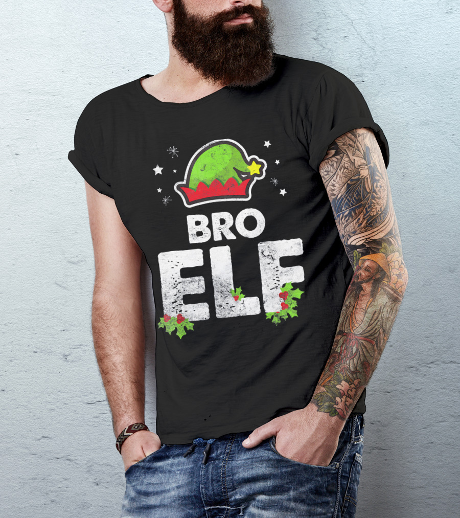 Bro Elf Christmas Family Brother Matching Holiday T-Shirt