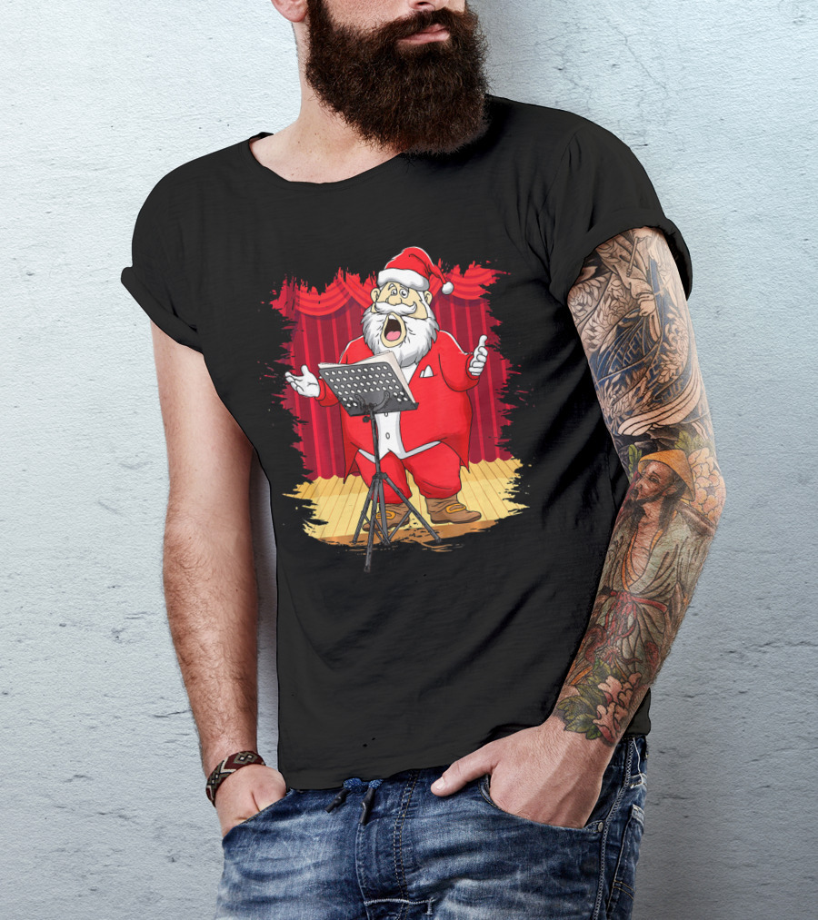 Christmas Santa Opera Singer Funny Stage Performance T-Shirt