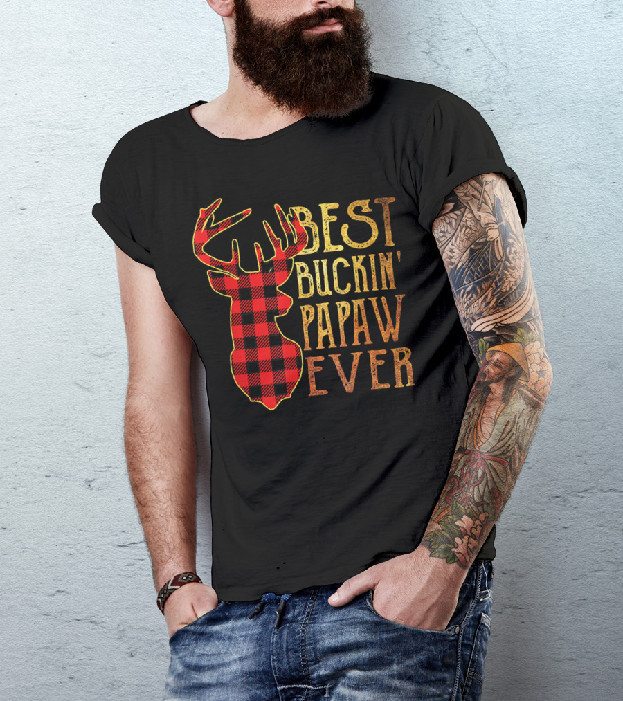 Best Buckin' Papaw Ever Reindeer Plaid T-Shirt