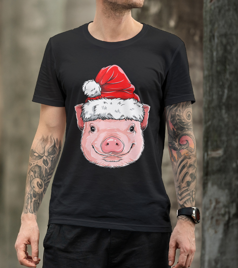 Pig Santa Christmas Santa Hat T-Shirt
