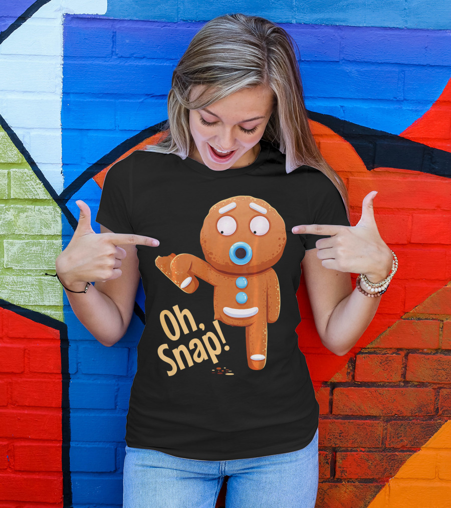 Oh Snap Gingerbread Cookie Cartoon With Missing Leg And Shocked Expression T-Shirt