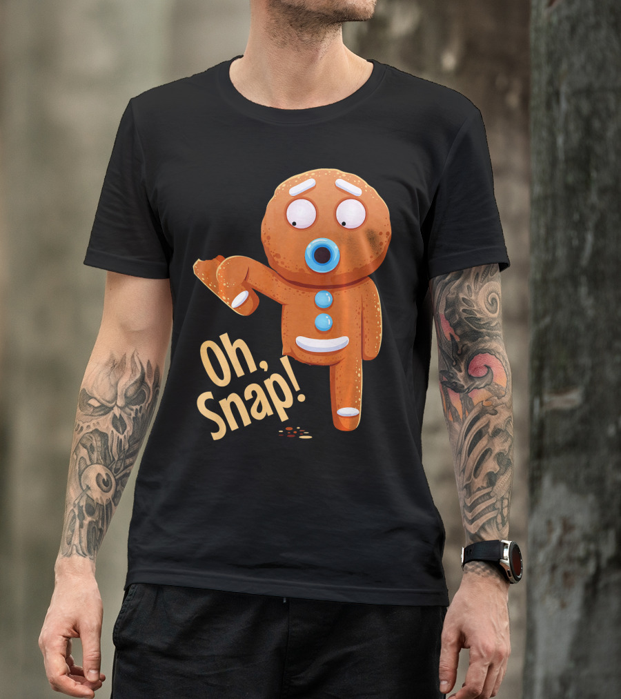 Oh Snap Gingerbread Cookie Cartoon With Missing Leg And Shocked Expression T-Shirt