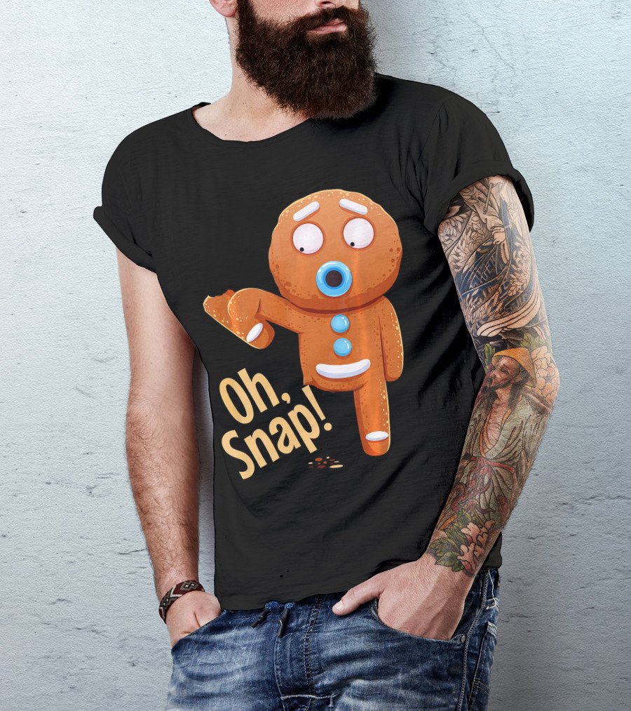 Oh Snap Gingerbread Cookie Cartoon With Missing Leg And Shocked Expression T-Shirt