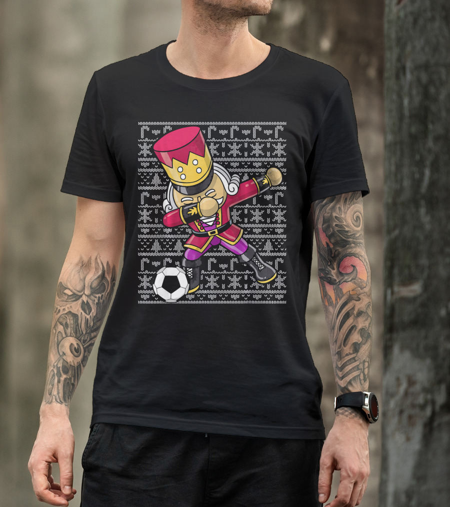 Dabbing Nutcracker Soccer Dab Ugly Christmas T-Shirt