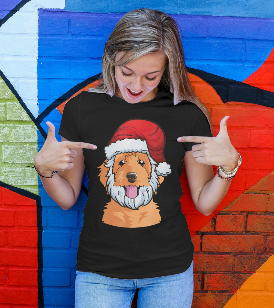 Golden Doodle Funny Santa Claus Dog Holiday Humor T-Shirt