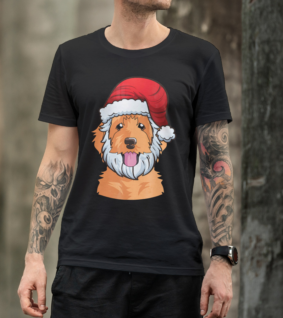 Golden Doodle Funny Santa Claus Dog Holiday Humor T-Shirt