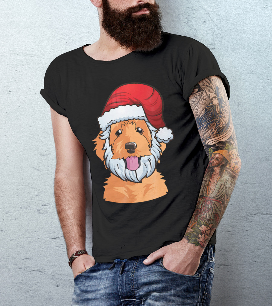 Golden Doodle Funny Santa Claus Dog Holiday Humor T-Shirt