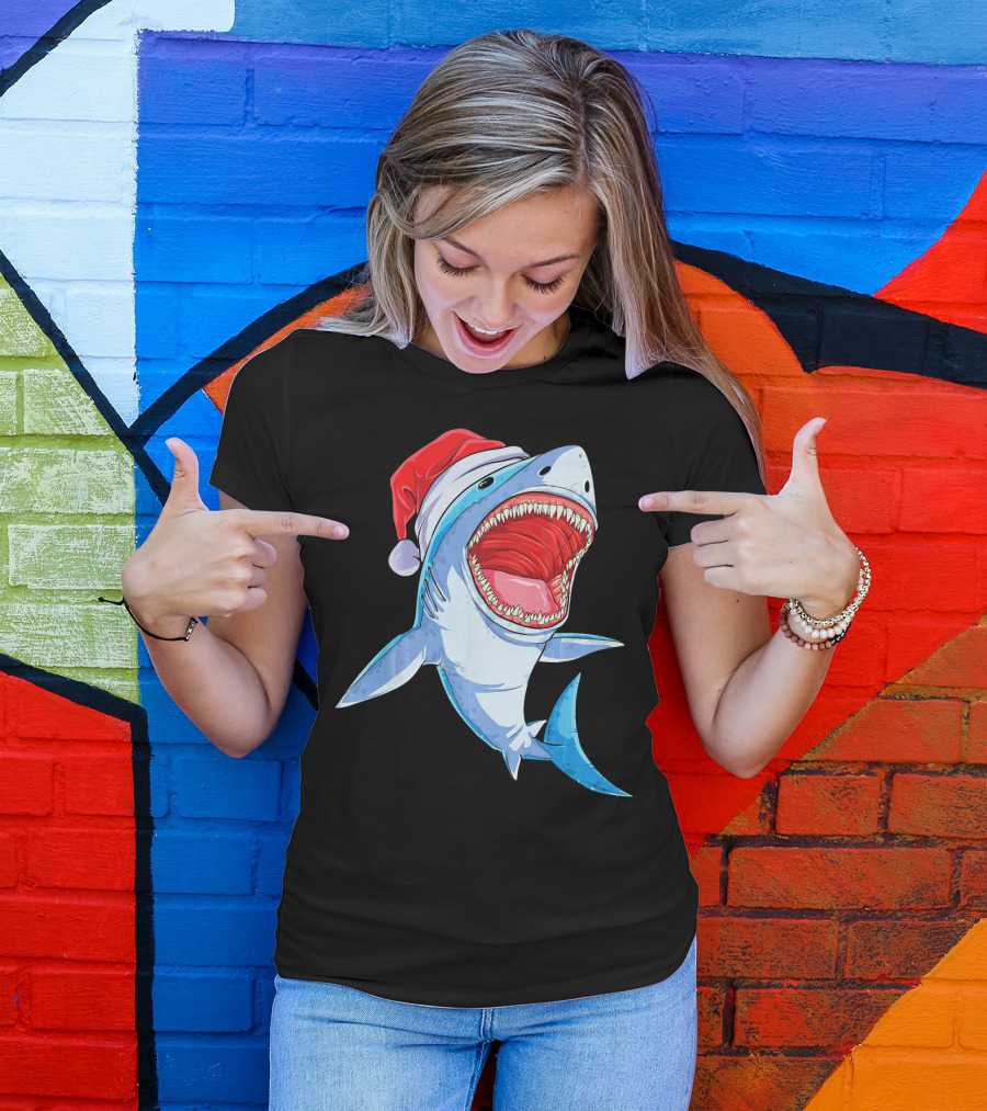 Christmas Kids Santa Shark T-Shirt