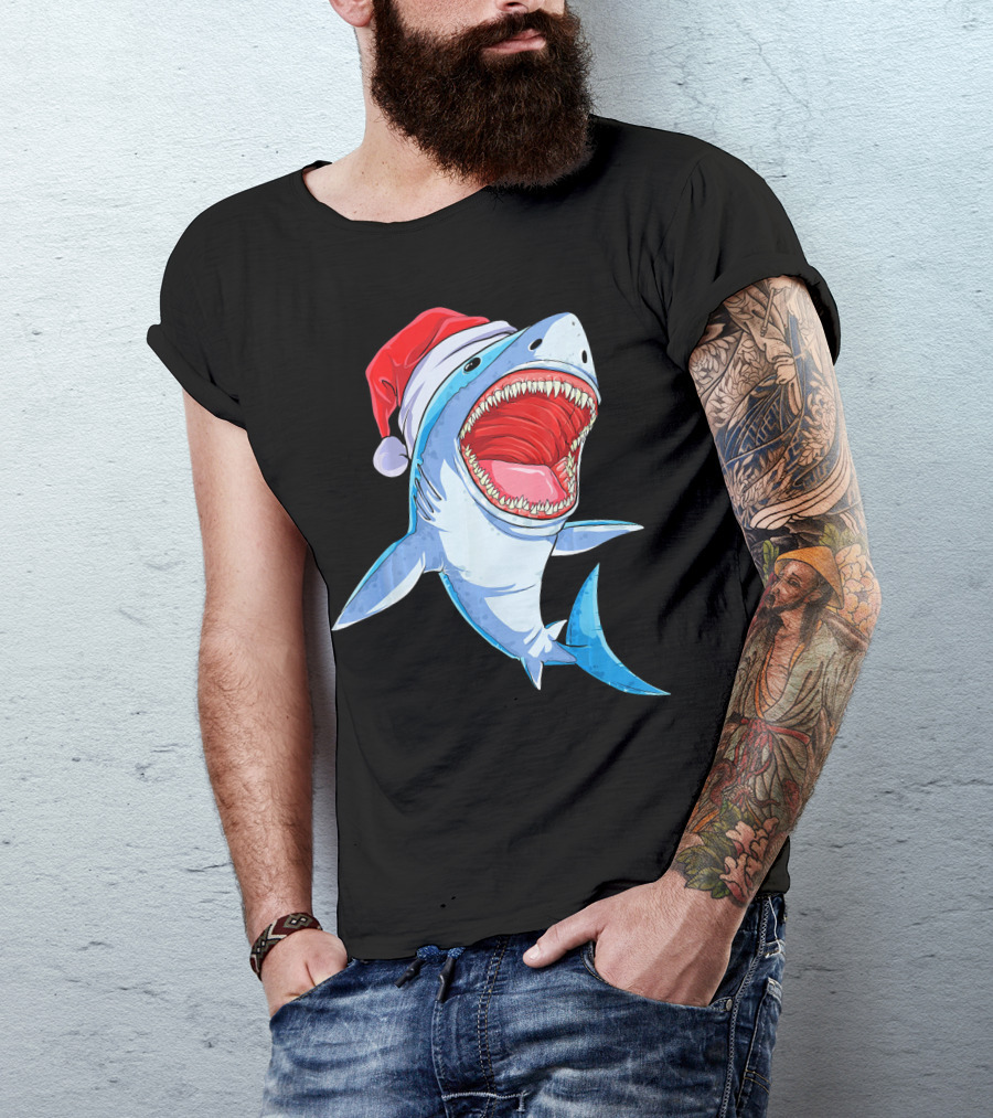 Christmas Kids Santa Shark T-Shirt