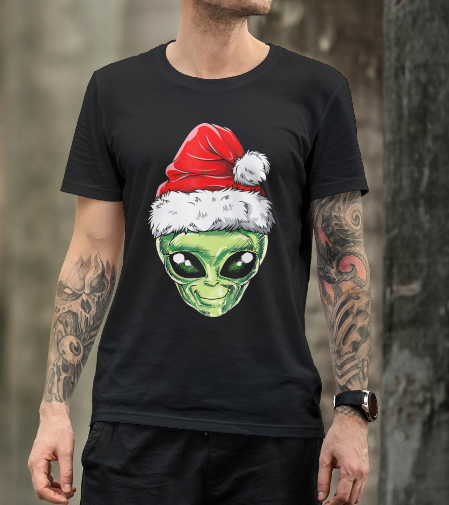Alien Santa Christmas Hat T-Shirt