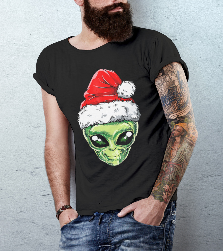 Alien Santa Christmas Hat T-Shirt