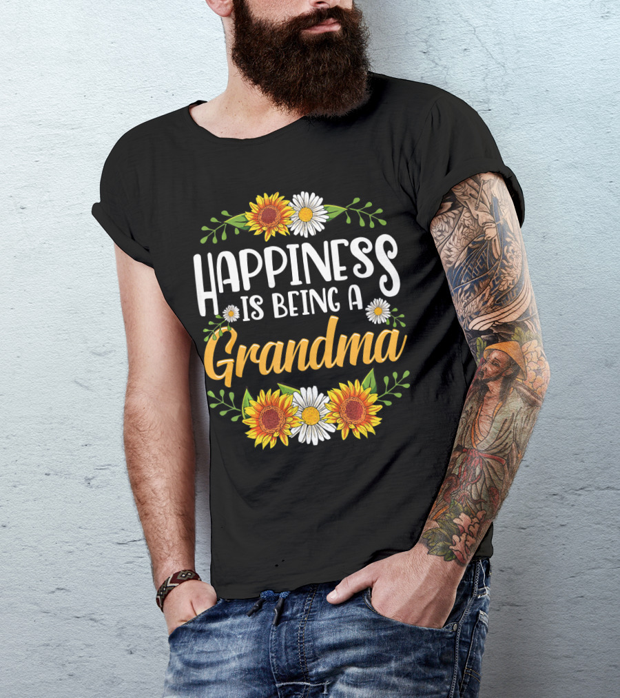 Happiness Is Being A Grandma Sunflower And Daisy T-Shirt