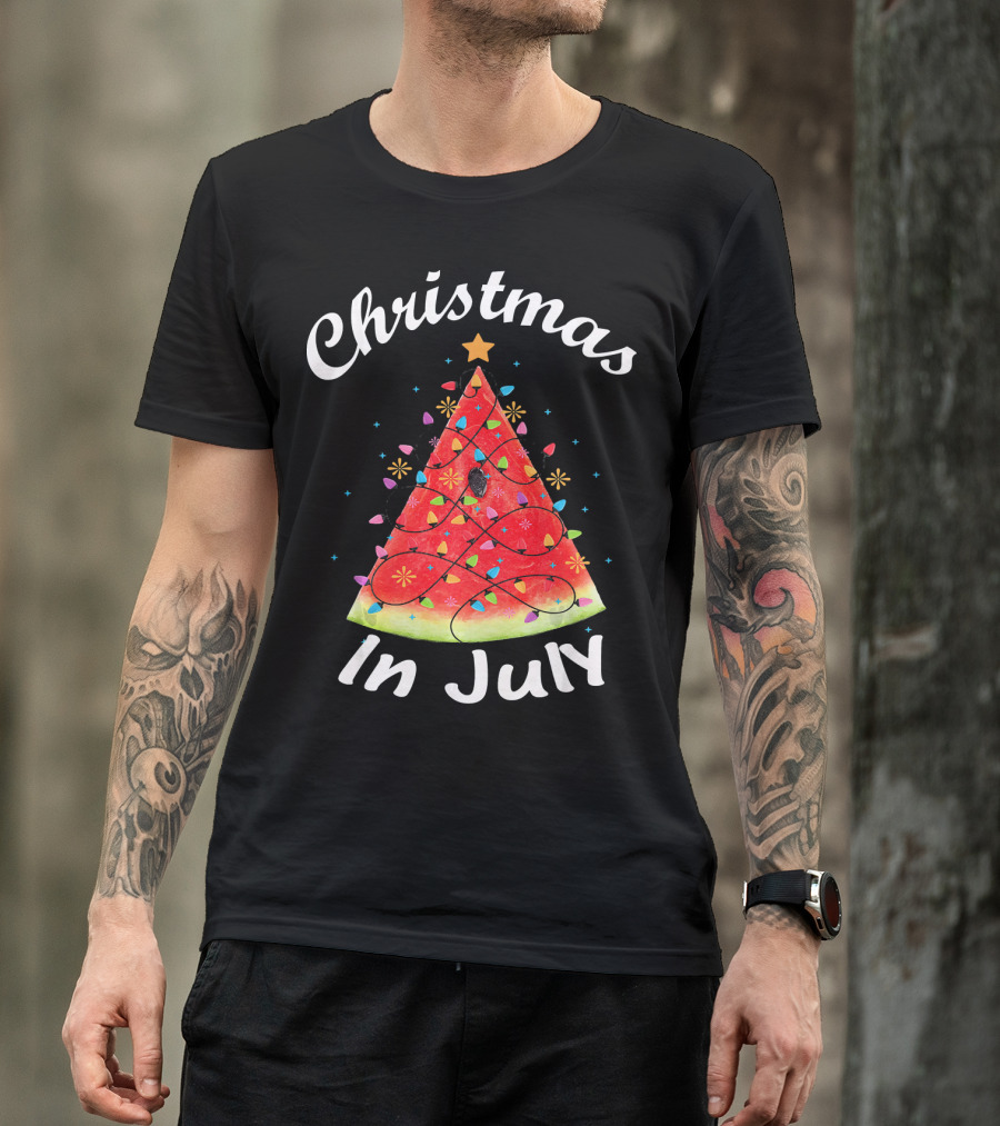 Christmas In July Watermelon Tree Lights T-Shirt
