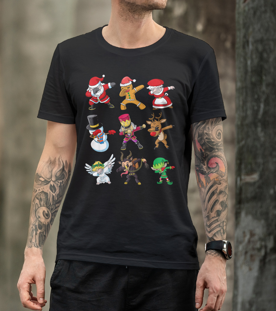 Christmas Dabbing Squad Santa Gingerbread Mrs. Claus Snowman Nutcracker Reindeer Angel Krampus Elf T-Shirt