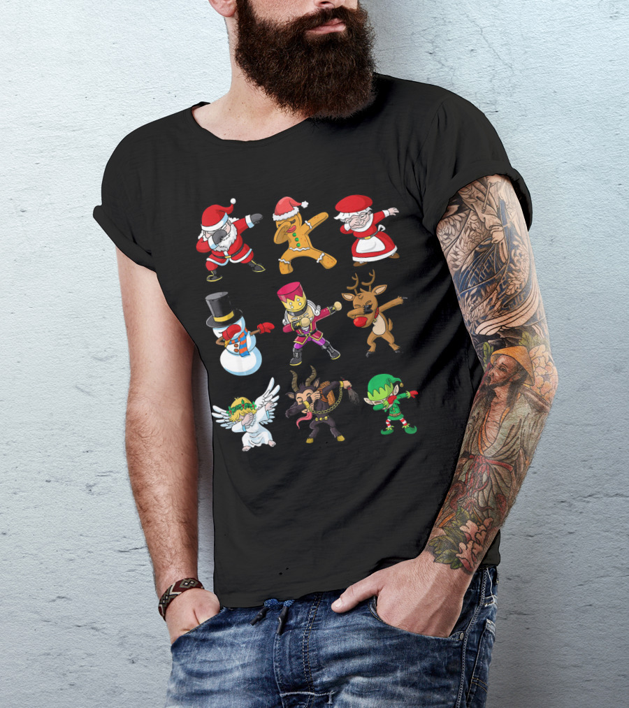 Christmas Dabbing Squad Santa Gingerbread Mrs. Claus Snowman Nutcracker Reindeer Angel Krampus Elf T-Shirt