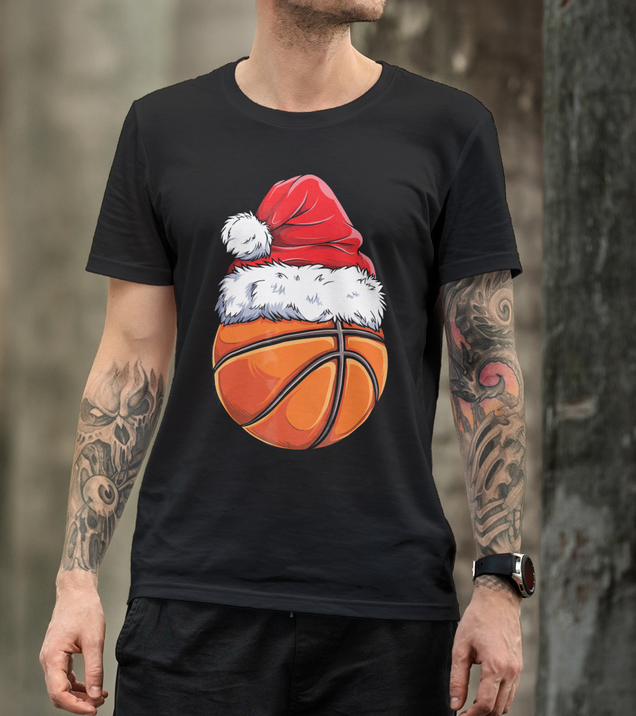 Basketball Santa Hat T-Shirt