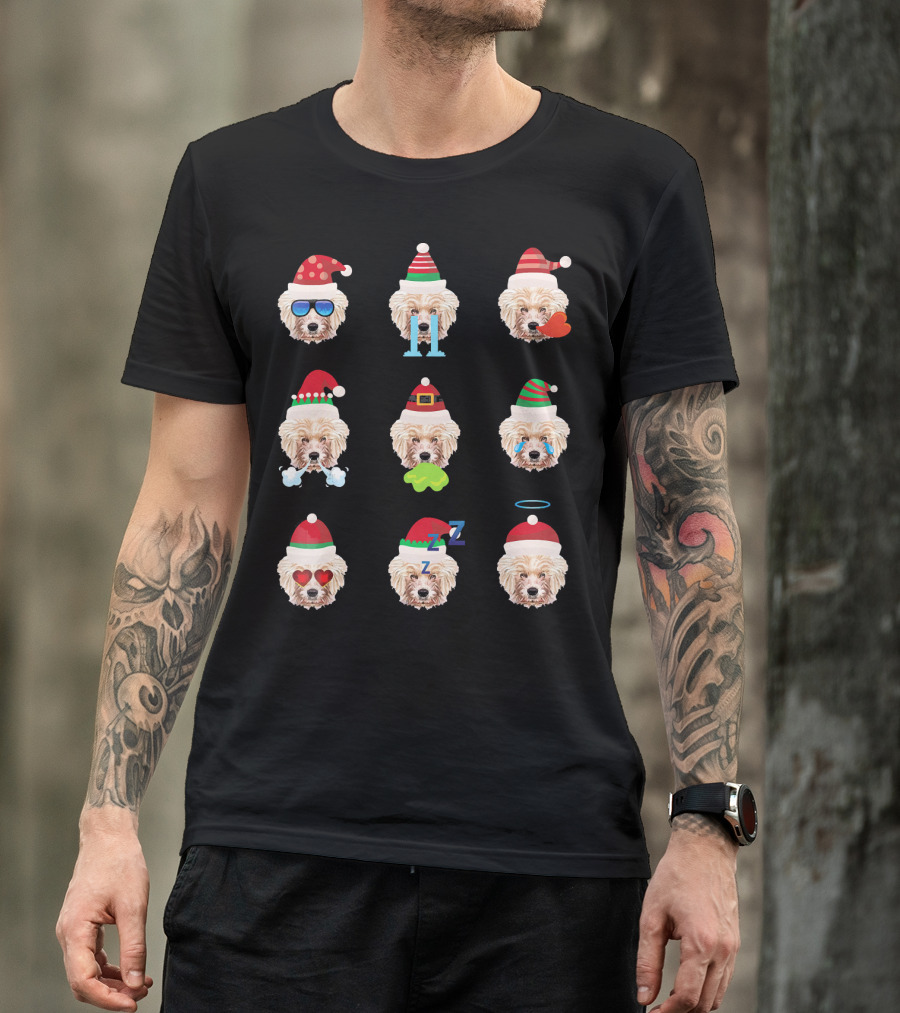 Lovely CAVACHON Dog Faces Santa Christmas Emotions T-Shirt