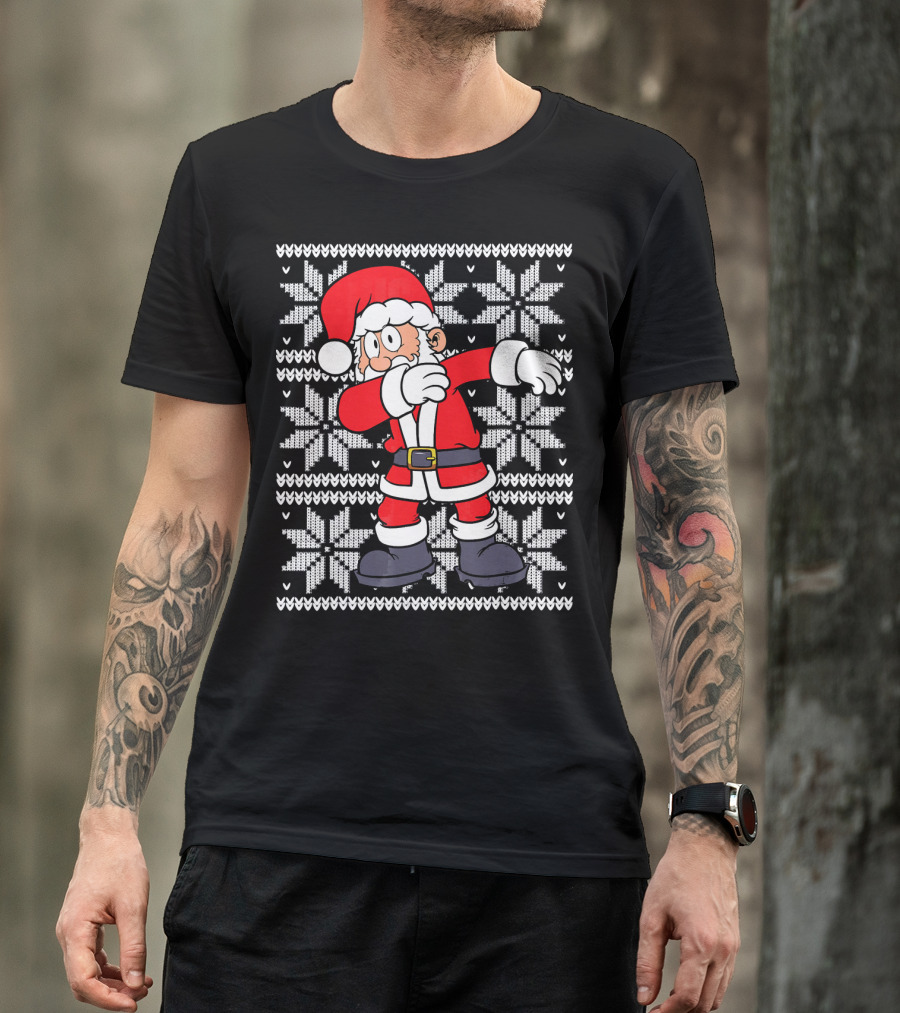 UGLY CHRISTMAS Dabbing Santa Dab Snowflake T-Shirt