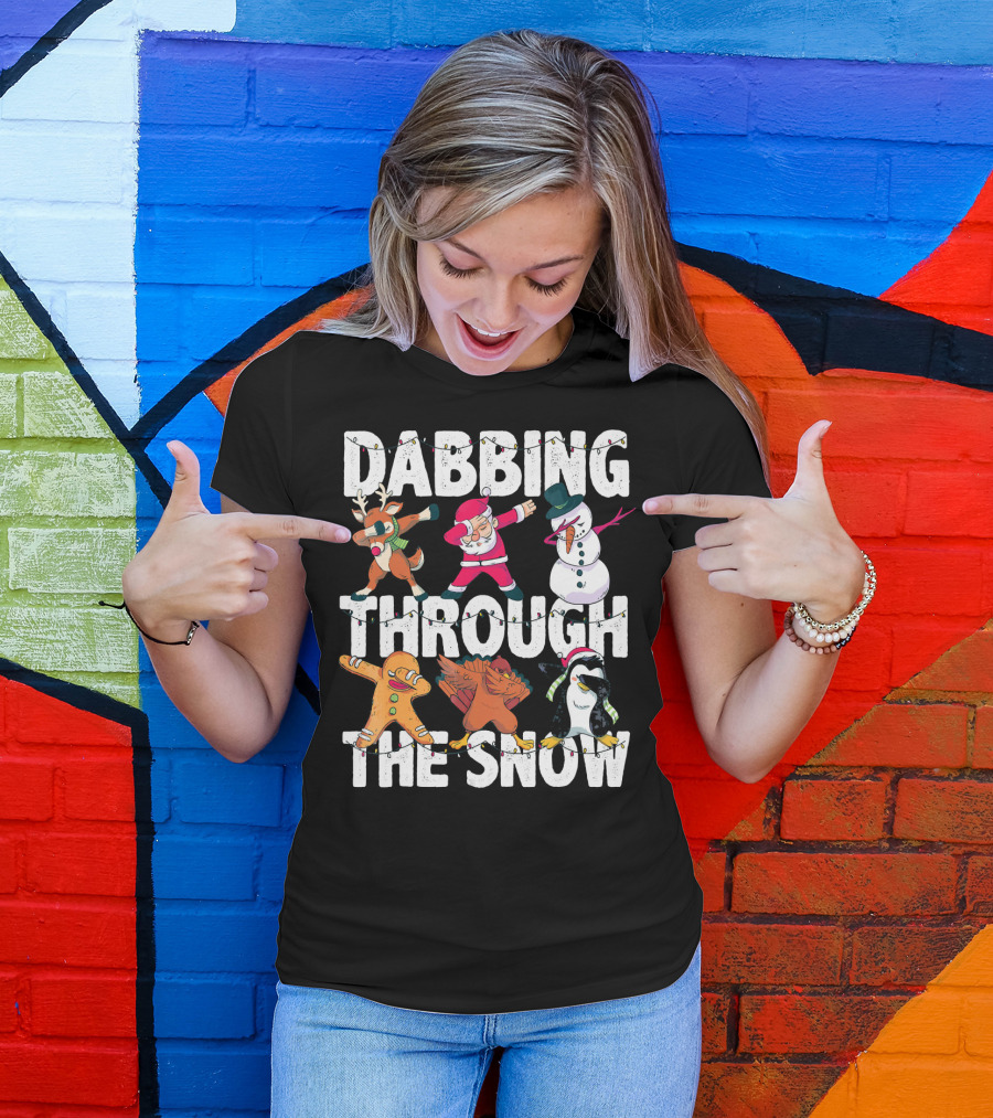 Dabbing Through The Snow Christmas Santa Friends Dabbing T-Shirt
