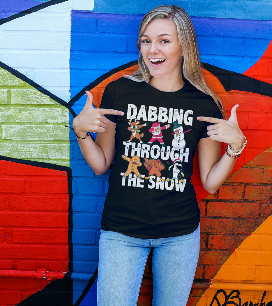 Dabbing Through The Snow Christmas Santa Friends Dabbing T-Shirt