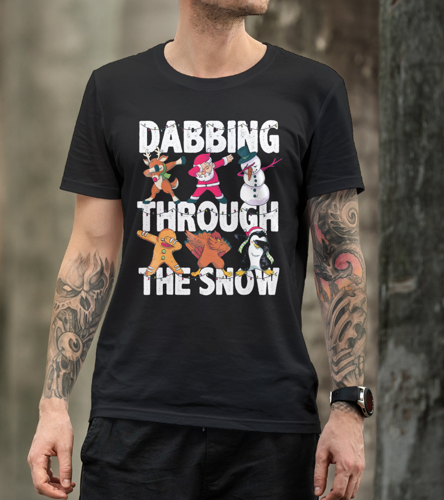 Dabbing Through The Snow Christmas Santa Friends Dabbing T-Shirt